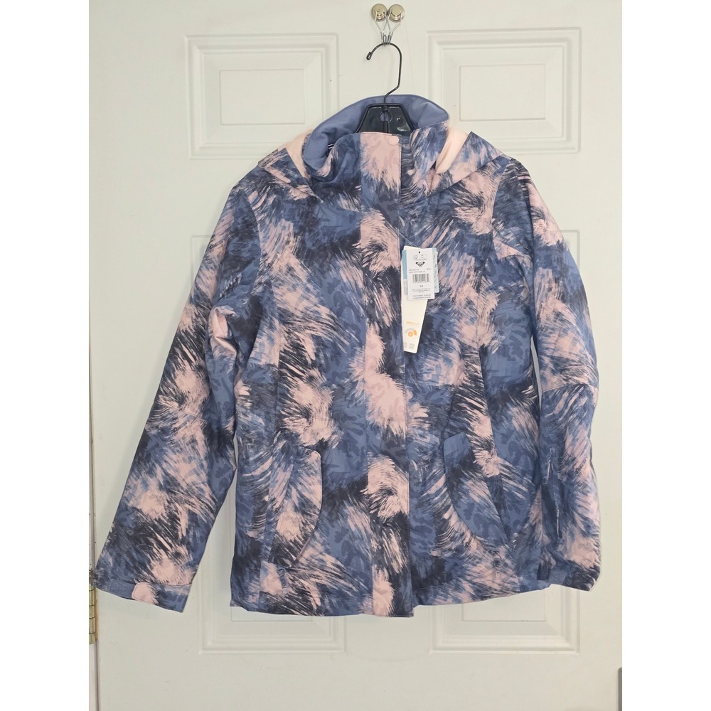 NWT Roxy Jetty‎ Girl Jacket Size 16 Blue Pink Abstract Print Warmflight